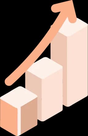 Isometric illustration of a bar chart trending upward