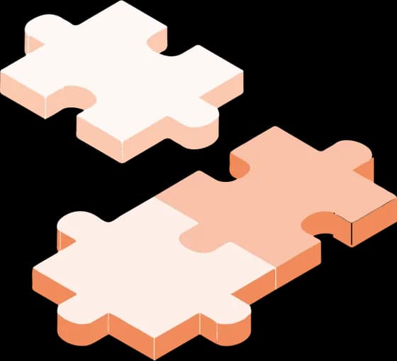 Isometric illustration of two puzzle pieces fitting together